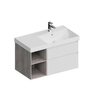Тумба под раковину Kerama Marazzi Cubo CUB.90Rh\WHT.M правая 90 см белый матовый/древесина